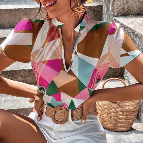 Boho Print Colorful Blouse - Picture 3 of 5